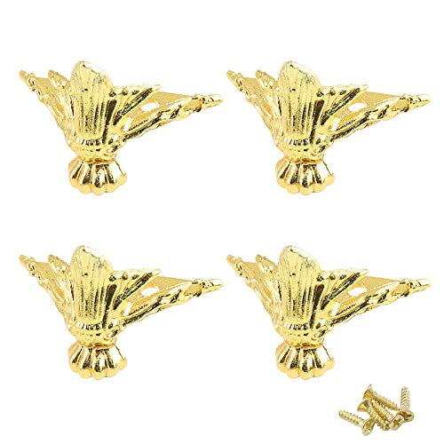 Hitefu 24PCS Antique Brass Jewelry Box Legs, Style 6, Golden