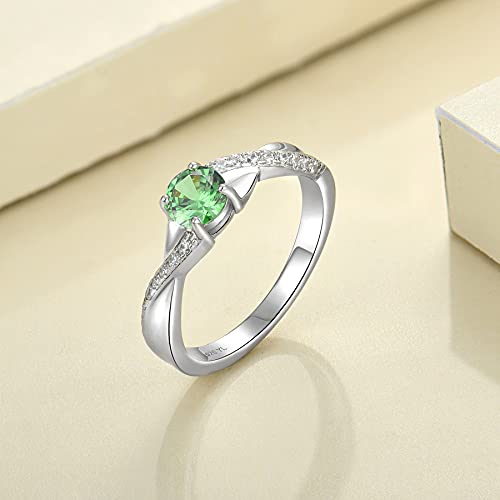 Yl 925 Sterling Silver Engagement Ring 5Mm Created Emerald Infinity Ring For Women-Size8 #TOP3