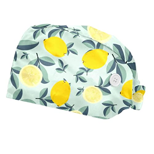 Casquettes de travail aux motifs citrons pour la cuisine et les soins