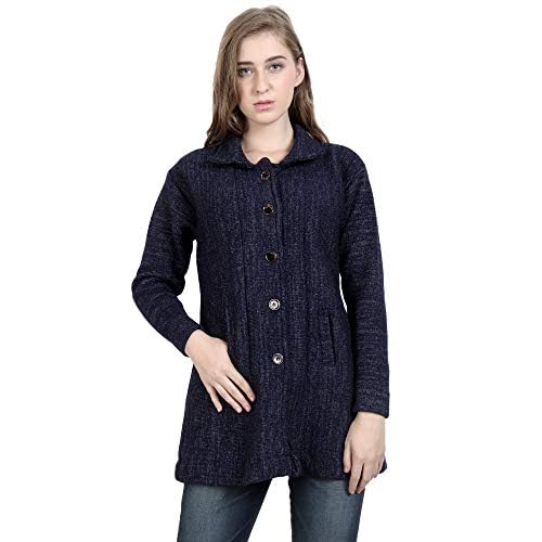 hautemoda Women's Wool Buttoned Cardigan (Ad04Caz11Gy_Grey) (XL, Navy Blue)-picture-20