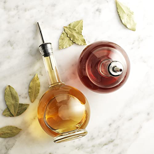 Mosjos Oil Bottle For Kitchen (Set Of 2) 17Oz Round Glass Olive Oil Dispenser With Stainless Steel Spout - Dishwasher-Friendly Cooking Oil Pourer #TOP2