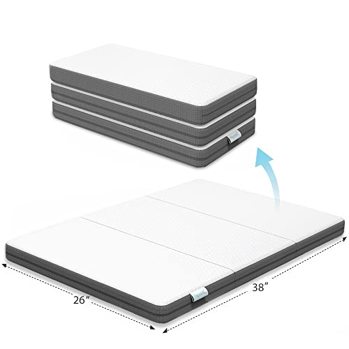 Image of Papablic Tri-fold Pack and Play Mattress | Dual Sided Mattress for Babies and Toddlers | Unique Cooling System | Portable Foldable Playard Mattress for Most Pack N Play Playpens, Includes Carry Bag…