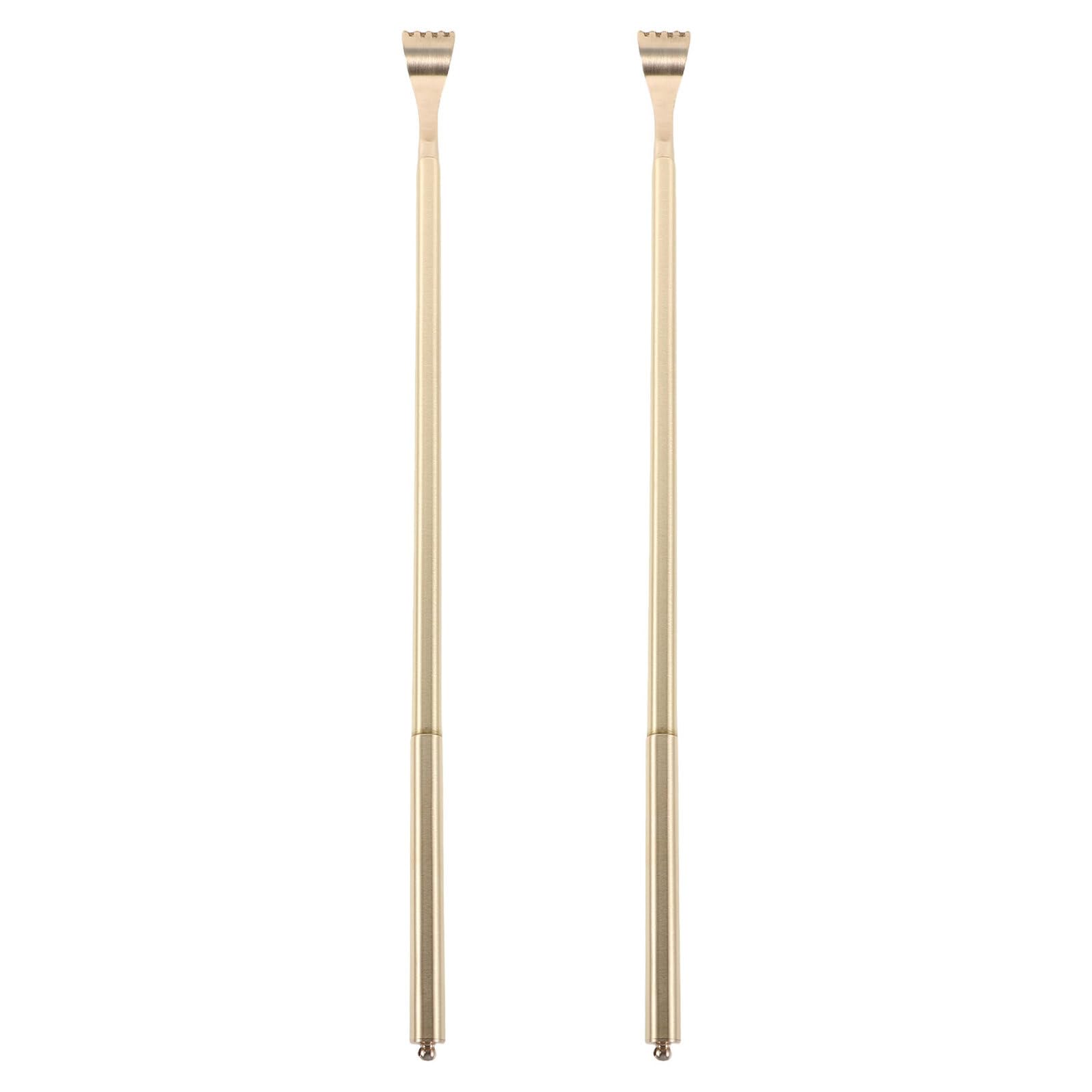 UKCOCO Rascador de Espalda de Cobre 46 CM 2 Piezas Mango Largo para Adultos Herramienta Portátil para Aliviar Picazón y Masaje Corporal Uso en Casa y Viajes