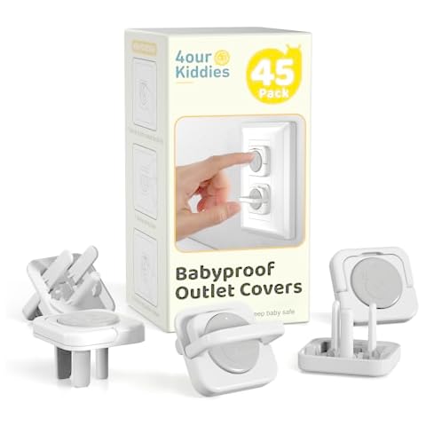 Baby Proofing Outlet Covers(45 Pack), Baby Proof Plug Covers with Hidden Pull Handle for Child Safety, Electric Socket Covers 2024 Upgraded, Plug Protectors to Prevent Power Shock(Grey) Cover