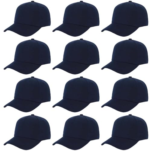 Image of ZH Plain Adjustable Baseball Cap - Lot of 12 Unisex Blank Design Caps