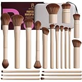 BS-MALL Makeup Brushes Kit – Professional Synthetic Makeup Tools with Travel Case, Includes Foundation, Powder, Concealer, Lip & Eyeshadow Brushes + Sponge for Daily Use & Versatile Occasions (Beige)