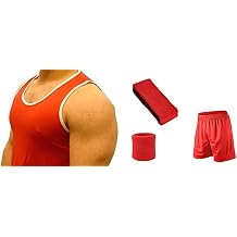 Athletic Sports, Running, Gym Tank Top set Vest, Sports Shorts and Sweatbands