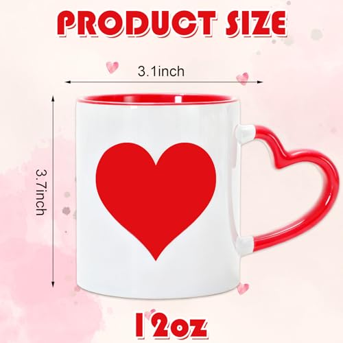 Whaline Valentine's Day Mug Ceramic Drinking Cup Red Love Heart Coffee Mug for Anniversary Wedding Engagement Supplies Table Centerpieces, 12oz by Whaline - Image 2