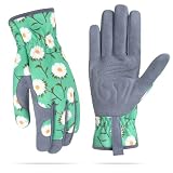 Womens Gardening Weeding Gloves, Leather Garden Glove for Women Thorn Proof No Stab for Digging, Pla