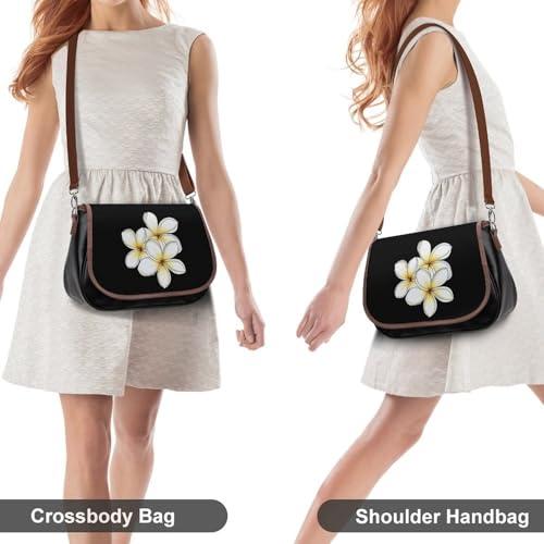 Plumeria Flowers Cute Crossbody Purses for Women Leather Shoulder Bag Adjustable Shoulder Strap Handbag4