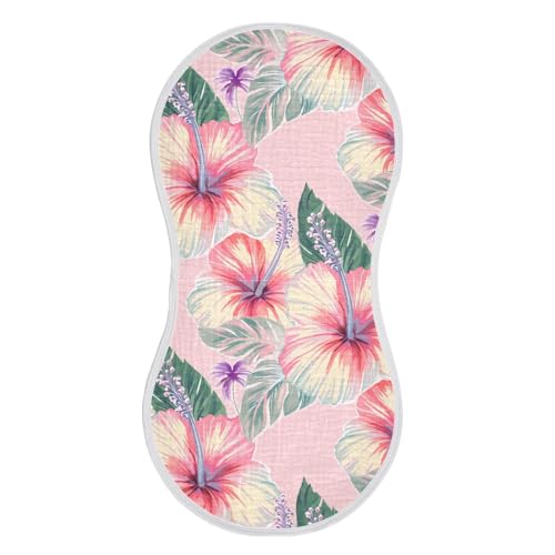 Hibiscus Leaves Sweet Pink Burp Cloths for Babies Burp Rag Cotton Spit Up Rag for Babies Newborn2