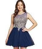 MisShow Junior's Navy Blue Prom Dress Short Dress Evening,362 navy Blue,2