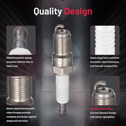 Image of BDFHYK 4511 Iridium Spark Plugs Compatible with Buick Century Lucerne Regal for Cadillac Cimarron for Chevy Beretta Impala Cavalier Malibu,G6 Grand Prix 2.0L 3.5L L4 V6 Replacement for TR4GP Set of 6