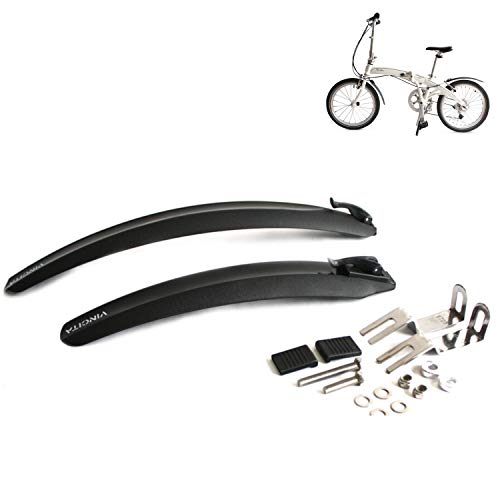 Vincita Folding Bike Mudguard Fender Set Include Front and Rear for Small Wheel, BMX, 20" Bicycles - Black Color, Quick Release, Easy to Install - Clip On Bike Fenders - Bicycle Accessories