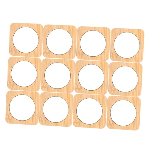 FRCOLOR 12 Piezas Mini Wooden Handheld Makeup Mirrors Portable Round Pocket Compact Mirrors with Natural Wood Frame Lightweight Travel Vanity Essentials For Men and Women