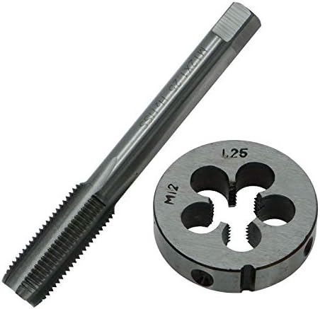 GZTool 12mm x 1.25mm Pitch Metric Right Hand Thread Plug Tap and Die Set M12 x 1.25 High Speed Steel HSS