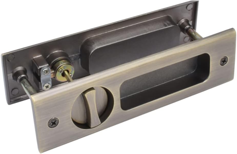 6.3” Privacy Pocket Door Lock Hardware,Invisible Door Handle with Keys,Recessed Door Handle for Pocket Sliding Door Lock Furniture Hardware,Bronze