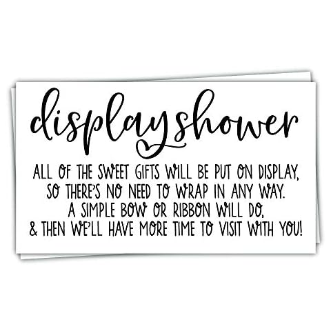 m&h invites 50 Display Shower Cards - Modern Script Design - Unwrapped Gift Request Invitation Inserts for Bridal or Baby Shower Cover