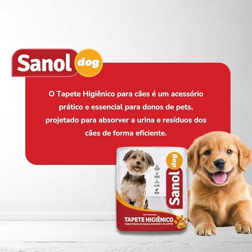 Sanol Dog, Tapete Higiênico Descartável para Cães, 14 unidades, Tamanho total 60cm X 57cm, Tamanho d
