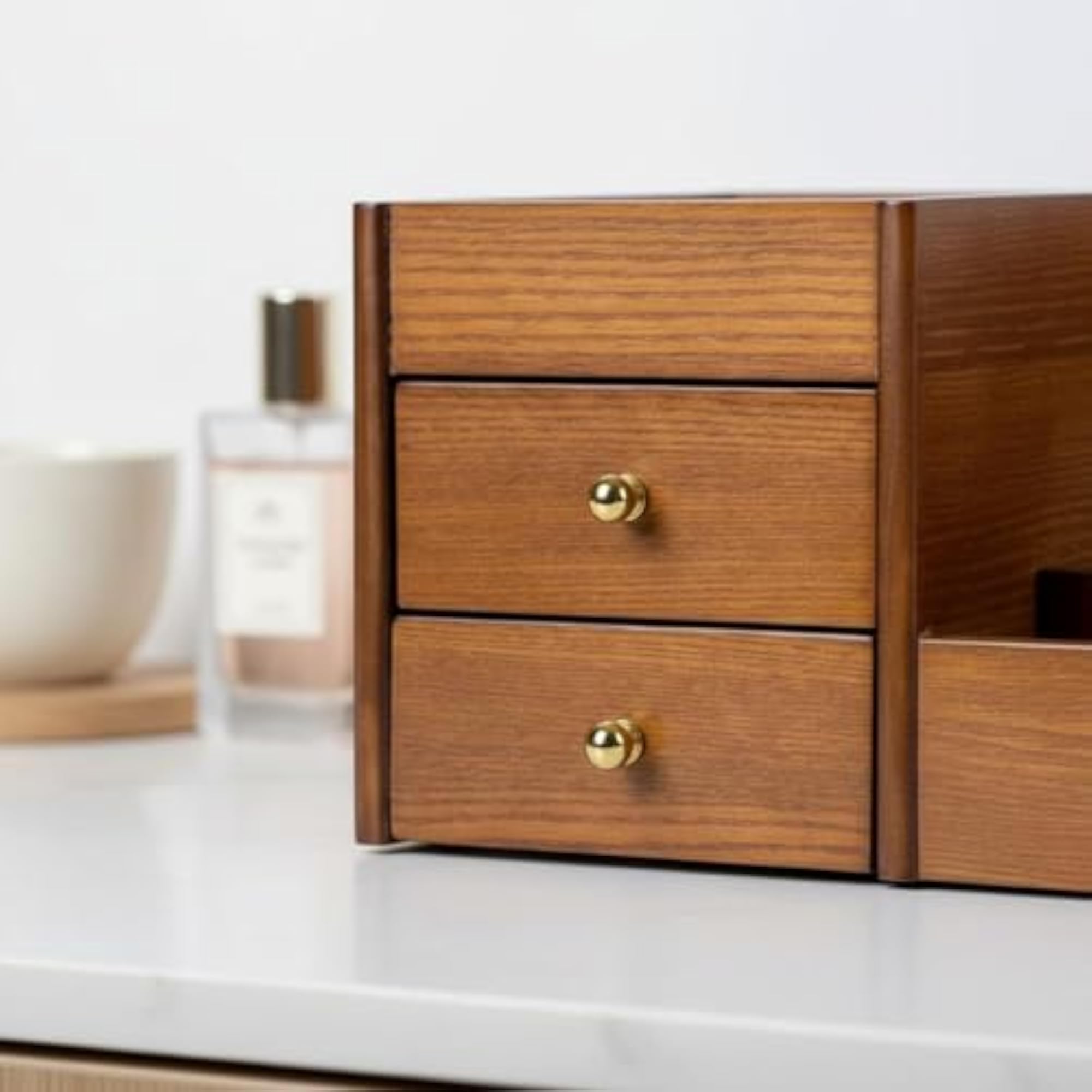 Space-Saving Wooden Makeup Organizer
