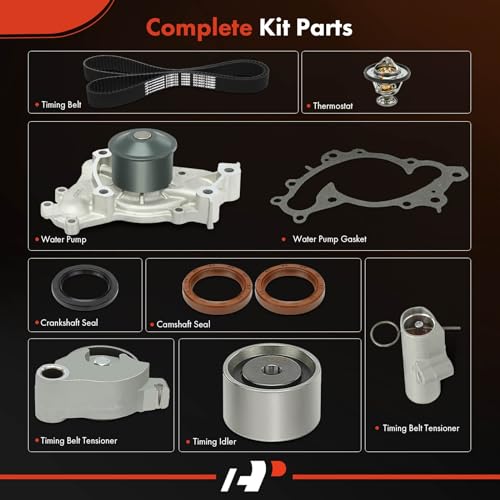 A-Premium Timing Belt Kit with Water Pump Thermostat Tensioner Compatible with Toyota Camry Highlander Sienna Solara 2002-2007 Lexus RX330 ES330 ES300 V6 3.0 3.3L DOHC - Thumbnail 3