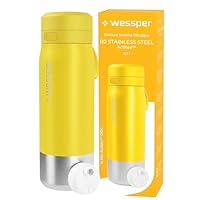 Wessper Borraccia Filtrante, Bottiglia in Acciaio Inossidabile con Filtro Acqua Actitex Disc, 700 ml, FiltrI al Carbone, Riduce il Cloro, BPA FREE - Giallo
