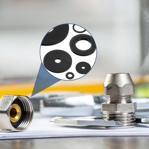 QUARKZMAN 155 sztuk podkładek z tworzywa sztucznego M5 x 8 x 1 mm, okrągłe podkładki, płaskie podkładki uszczelniające z nylonu, zestaw do śrub, nakrętek, prętów gwintowanych, czarne