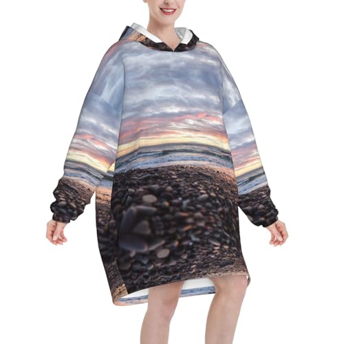 Couverture à capuche oversize flanelle pour femme pull chaud imprimé - 2