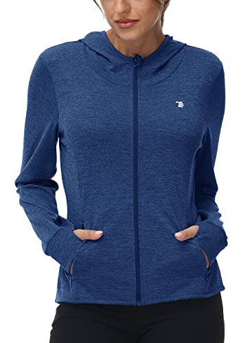 Tbmpoy Womens Upf 50+ Sun Protection Hoodie Jackets Lightweight Long Sleeve Shirts Hiking Outdoor Full Zip Tops Navy Xxl #TOP22