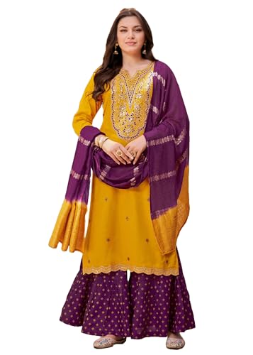 Combinaison Gharara Indian Reyon 15333 vetement traditionnel brode