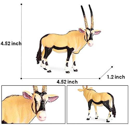 Hiawbon African Oryx Antelope Figurines Realistic Plastic Wild Animals For,Pack Of 2 #TOP2