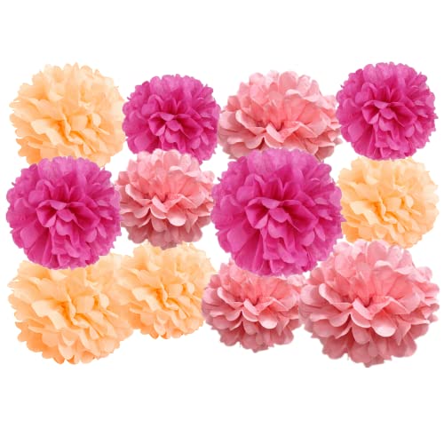 Pompons en papier (lot de 12) pour décoration de fête et anniversaire