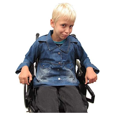 Rolling Buddies Two Piece Design Wheelchair Specialized Adaptive Boys' & Girls Jean Jacket (Medium) Denim Cover