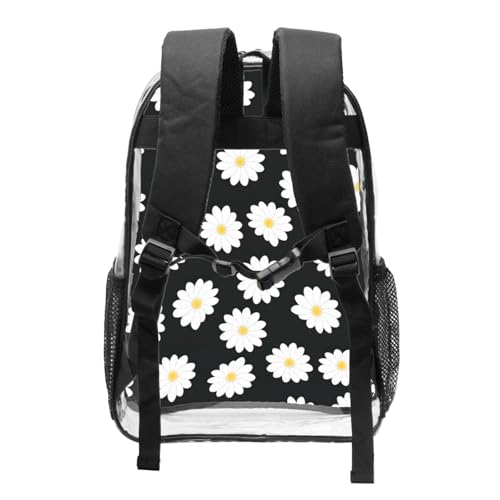 Grand sac à dos en PVC transparent White Daisy imperméable - 2