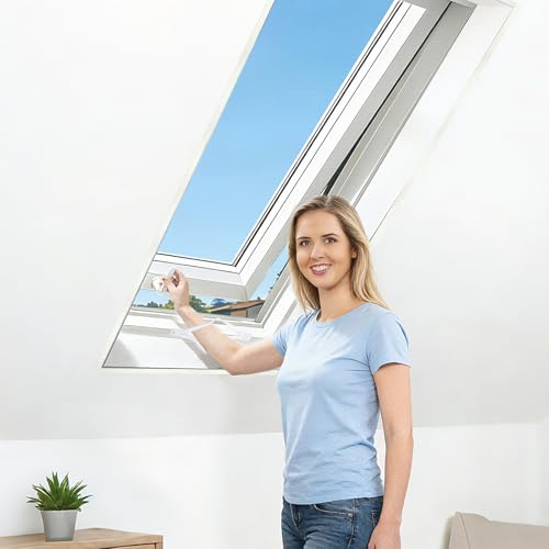 Apalus Dachfenster Fliegengitter, Hochwertiges Fliegennetz mit Reißverschluss, Mückennetz & Moskitonetz für Fenster, Verstärktes & Langlebiges Insektenschutznetz für Klappfenster bis 130x150, Weiß