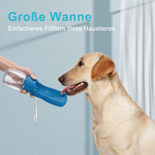 Trinkflasche Hunde für Unterwegs zum Gehen 570ml oder 350ml Hundetrinkflasche für Unterwegs für Welpen Kleine Mittel Große Trinkflasche Hund Hunde Wasser to Go(350ml Dunkelblau)