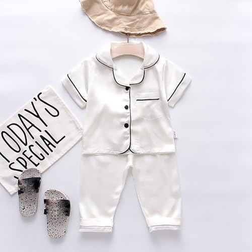 Easter 6 Piece Set Toddler Kids Baby Boys Girls Satin Button Down Short Sleeve Shirt Tops + Long Pants Toddler Girl P2