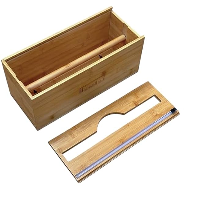 High Capacity Foil & Wrap Dispenser with Cutter, Fits 3000ft Plastic Wrap,1000ft Aluminum Foil, Home, Food Service, Commercial, Bamboo