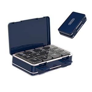 Tcdwla Tablettenbox, 7 dagen, grote vakken, medicijnbox 7 dagen, pillendoosje 7 dagen, 3 vakken, pillendoosje 24 vakken met sluiting en ochtend-, lunch- en nachtherinnering voor vitamines, blauw