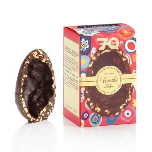 Venchi - Huevo de Chocolate Mignon, 70% Sabor Gourmet Extra Oscuro con 'Avellana Piamonte', 70 gr, Sin Gluten, Vegano, Sin Sorpresa, Colección Pascua, Idea de Regalo