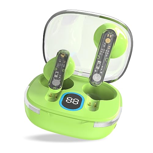 AMAFACE Wireless Earbuds, Wireless Headphones Bluetooth 5.3 with Charging Case, Built in Mic Ear Buds, Premium Sound Stereo, Deep Bass, Touch Control, Waterproof Ear Buds for Sports Running,Green