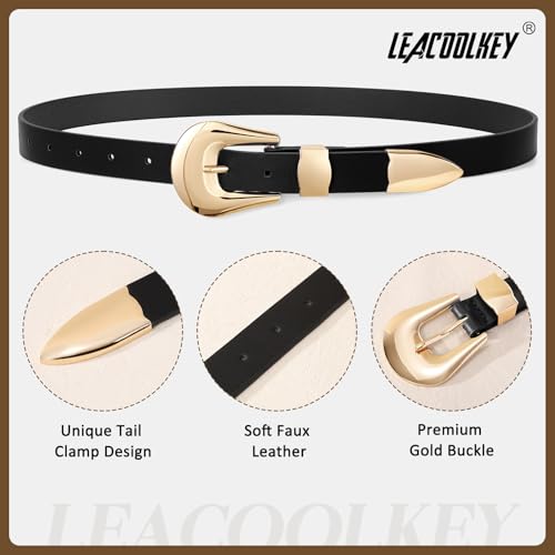 Women Leather Belt for Jeans Dress Ladies Faux Leather Belt Silver Gold Buckle Waist Belt Plus Size3