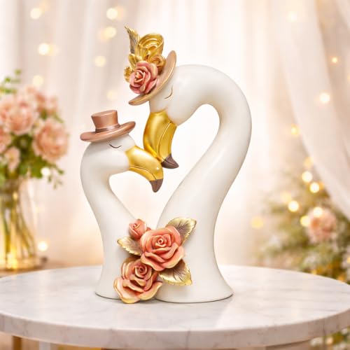 Image of ARMONIA Soulmate Swan Couple Figurine Showpiece 29cm |Luxury Polystone Love Romantic Statue for Living Room,Wedding,Anniversary & Housewarming Gift