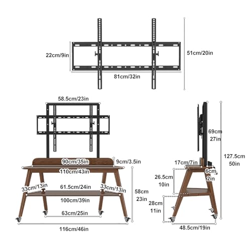 Soporte portátil para TV de 40 a 85 pulgadas con ruedas miniatura 2