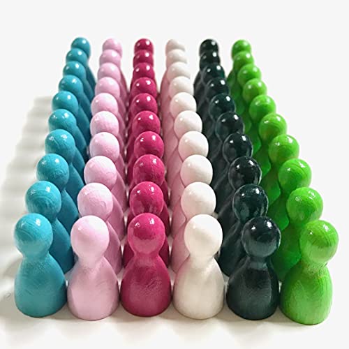 Spieltz Pions Joueurs: Pions colorés en Bois Small 12 x 24 mm, Nombreuses Couleurs differentes, 60 pièces (6 x 10) (Flamant Tropical: Blanc, Rose Bébé, Rose, Turquoise, Jaune-Vert, Vert Foncé)
