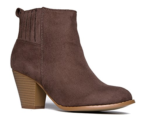 J. Adams Keni Ankle Bootie - Western Slip On Chunky Block High Heel Suede Boot