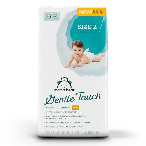 Image of Amazon Brand - Mama Bear Gentle Touch Diapers, Size 2, 46 Count