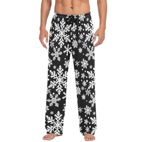 Christmas Snowflakes Pajama Pants White Black TextureLounge Sleepwear PJs Men's Pajama Bottoms Lightweight Sleep Pants S