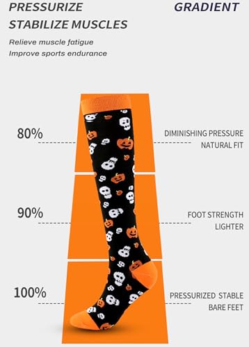 Image of Women's Knee High Compression Socks for Running Work Support Nurses Pregnancy Travel,Colorful Over The Calf Socks,#W402