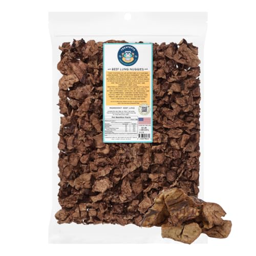 TREATOPIA Beef Lung Nuggies Dog Treats 2 LB Bag - All-Natural Sustainable Healthy High Protein Hand-Trimmed Slow-Roasted Made in The USA Nutritious No Additives No Fillers